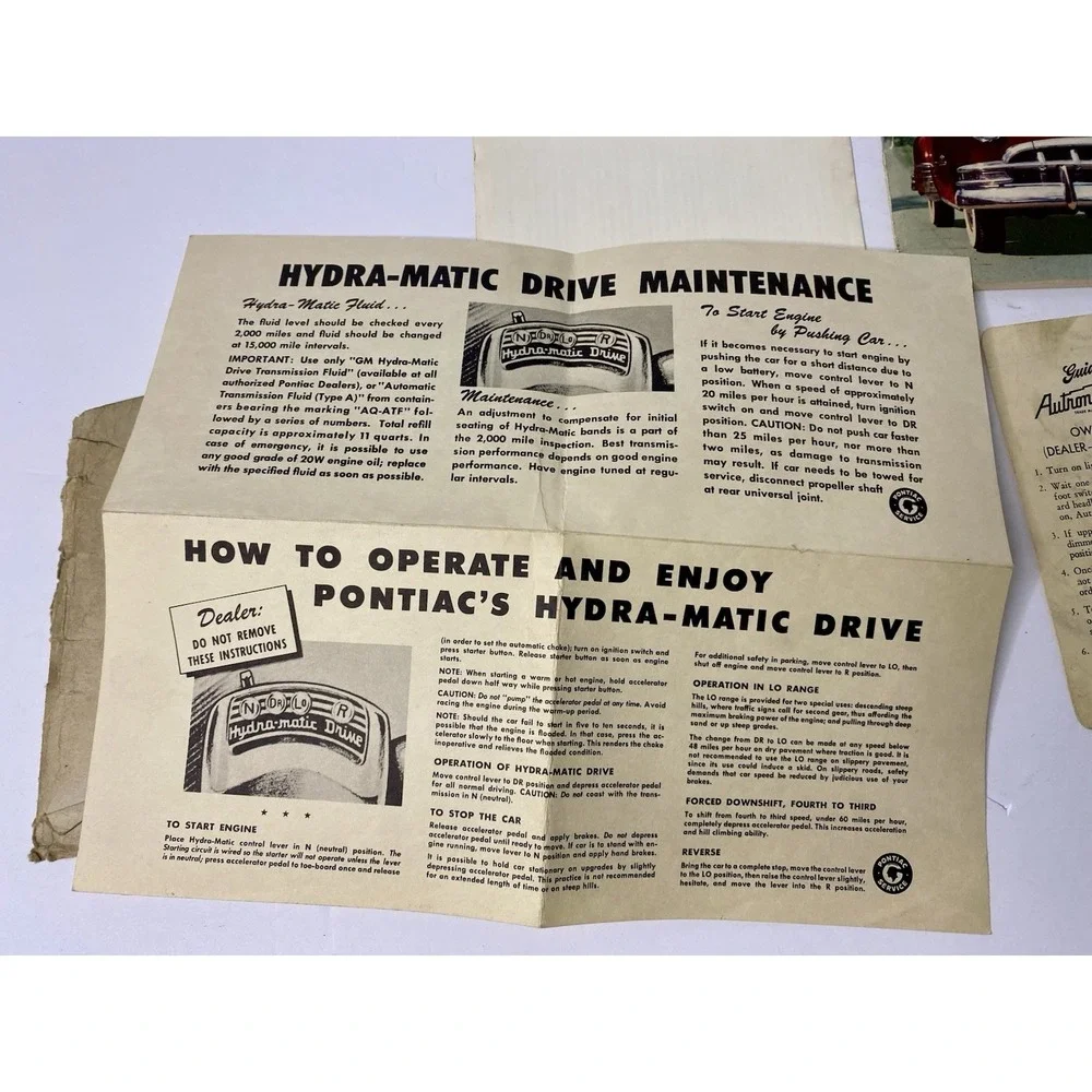1950 Pontiac Automobile Owner's Instructions Book Manual Service‎ Policy + Extra